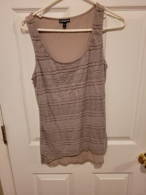Express Lace-Detail Taupe Tank Top
